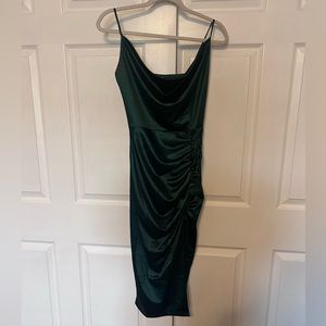 Green silky dress